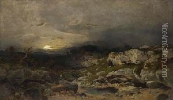Sonnenaufgang Auf Einem
 Gebirgsplateau Oil Painting - Ludwig, Louis Neubert