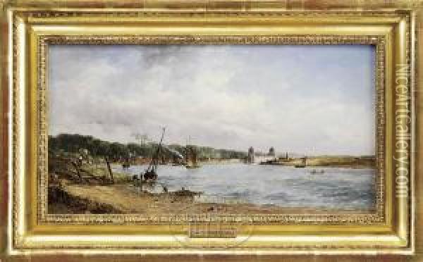 The Thames Near Greenwich Oil Painting - Alfred Vickers