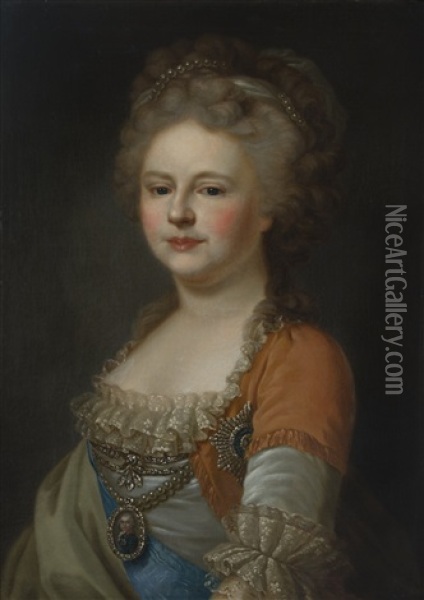 Portrait Of Empress Maria Feodorovna Oil Painting - Johann Baptist Lampi the Elder