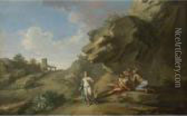 Landscape With Figures Oil Painting - Andrea Locatelli