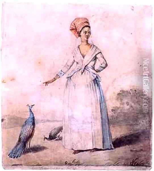 Lady with peacock Oil Painting - Agostino Brunias