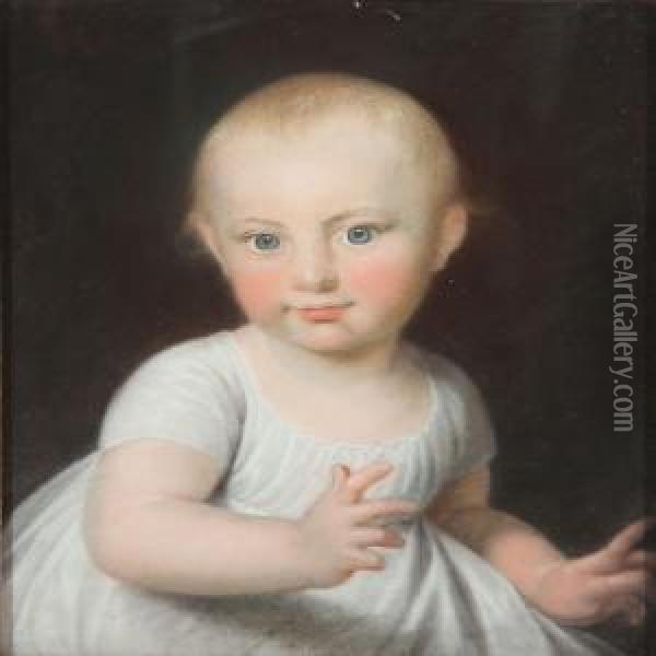 Child Portrait Of Princess Caroline Amalie Of Augustenborg Oil Painting - Hans Chr. Hansen Vantore