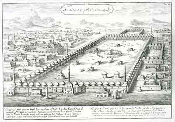 View of Mecca from Entwurf einer historischen Architektur Oil Painting - Johann Bernhard Fischer von Erlach