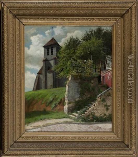 Building With Lush Side Yard Oil Painting - Frederic Edwin Church