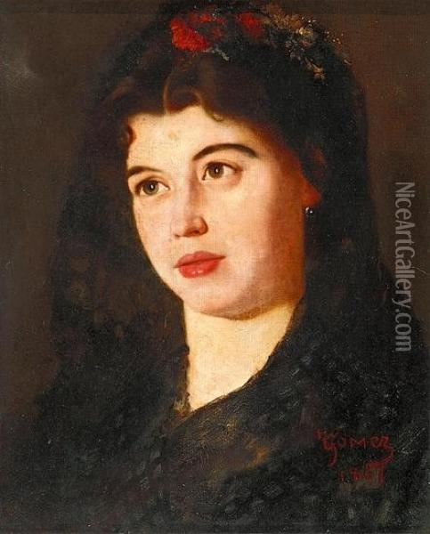 Retrato De Joaquima De Miguel Oil Painting - Simon Gomez Polo