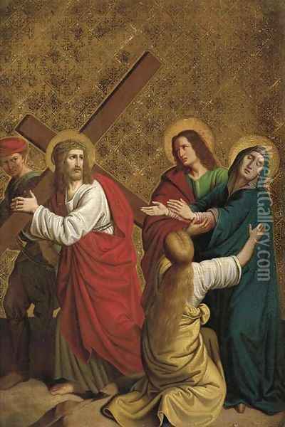 Christ on the road to Golgotha 2 Oil Painting - English School
