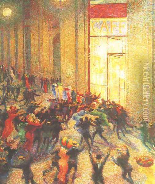 Riot at the Gallery (Rissa in galleria) Oil Painting - Umberto Boccioni