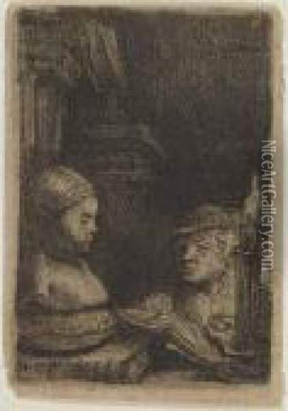 Man Drawing From A Cast Oil Painting - Rembrandt Van Rijn