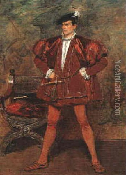 A Young Tudor Oil Painting - John Seymour Lucas