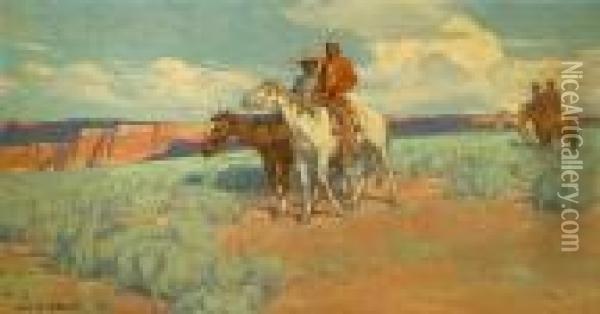 Indians On The Plains Oil Painting - Edgar Alwin Payne