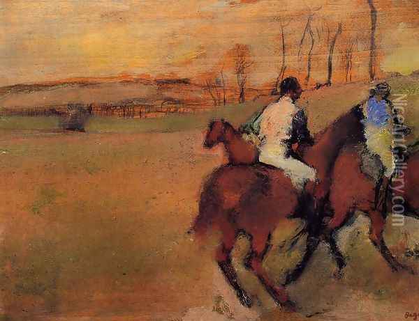 Horses and Jockeys Oil Painting - Edgar Degas