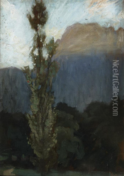 Poplar Oil Painting - Charles Wellington Furse