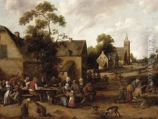 Village Scene 1645 Oil Painting - Joost Cornelisz. Droochsloot