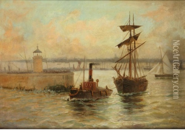 Sail And Steam Oil Painting - Edward Henry Eugene Fletcher