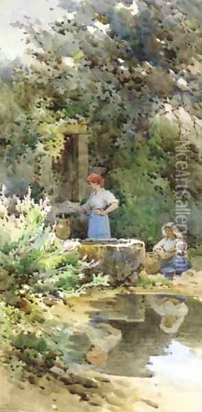 By the Well Oil Painting - Angelos Giallina