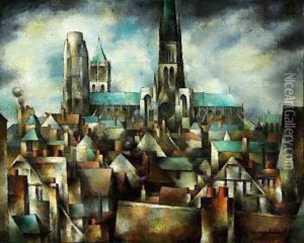 La Cathedrale De Rouen, Les Toits Oil Painting - Pierre Hode