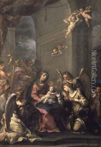 Mystic Marriage of St. Catherine, 1716 Oil Painting - Giovanni Gioseffo da Sole