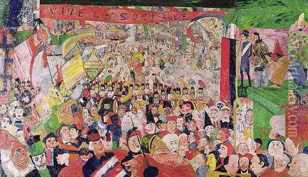 Christ's Triumphant Entry into Brussels, 1888 Oil Painting - James Ensor