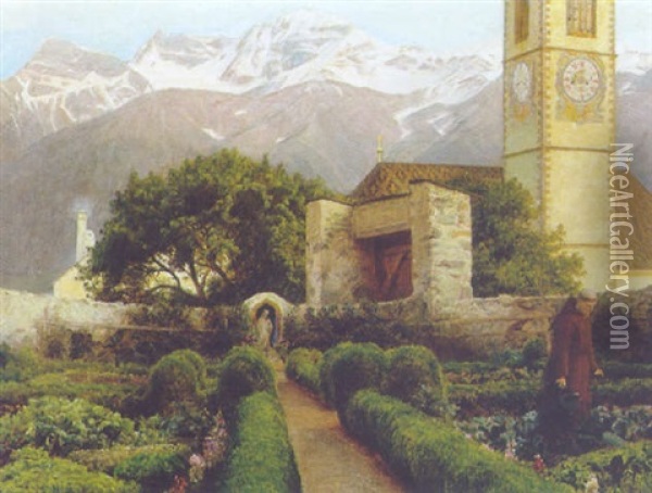 Klostergarten In Sudtirol Oil Painting - Hans Ole Brasen