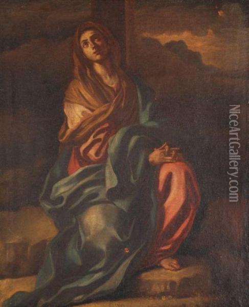 The Madonna At The Foot Of The Cross Oil Painting - Francesco Solimena