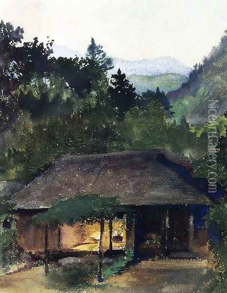 Evening Study (aka Priest's House, Nikko, Japan) Oil Painting - John La Farge