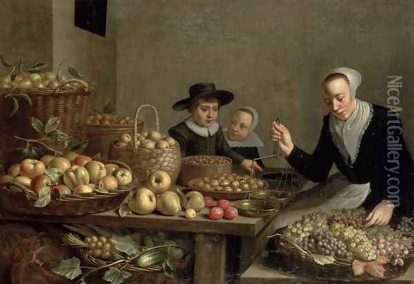 Fruit Stall Oil Painting - Floris Gerritsz. van Schooten