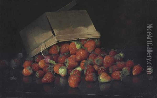 Strawberries In A Basket Oil Painting - Joseph Decker