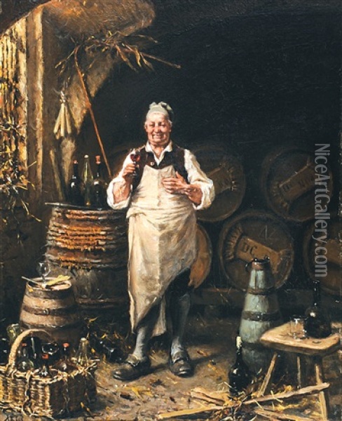 De Wijnproever - Le Degustateur Oil Painting - David Col