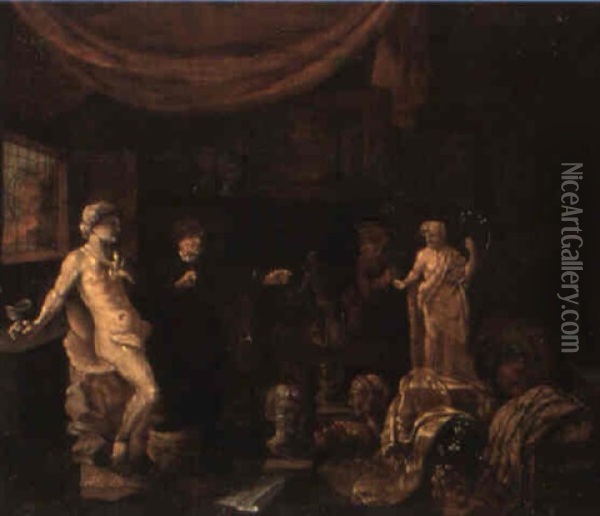 Interior Med Skulptor I Arbete Oil Painting - Balthasar Van Den Bossche