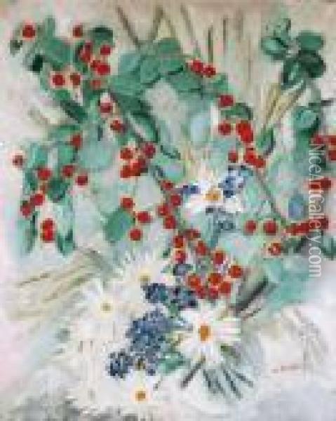Bouquet Aux Branches De Cerisier Oil Painting - Jacqueline Marval