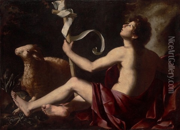 Saint John The Baptist With The Lamb Of God Oil Painting - Tommaso Salini