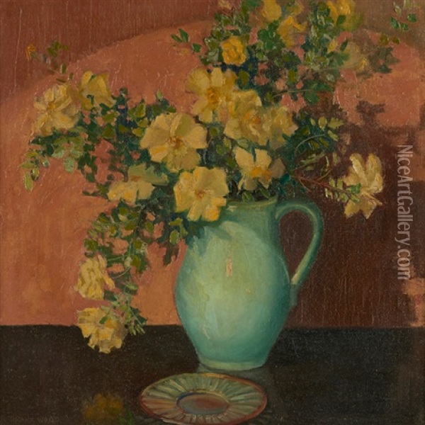 Yellow Roses Oil Painting - Grant Wood