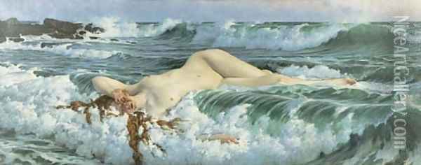 Venus Reclining in the Waves Oil Painting - Adolf Hiremy-Hirschl