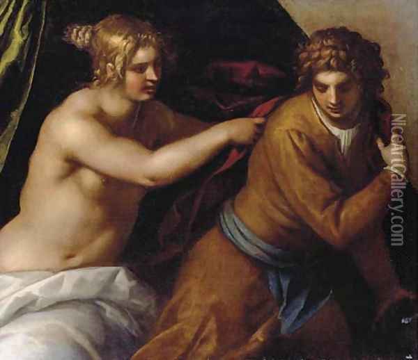 Joseph and Potiphar's wife Oil Painting - Palma Vecchio (Jacopo Negretti)