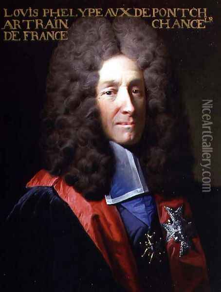 Portrait of Louis Philipeau de Pontchartrain, Chancellor of France 1643-1727 Oil Painting - Robert Tournieres