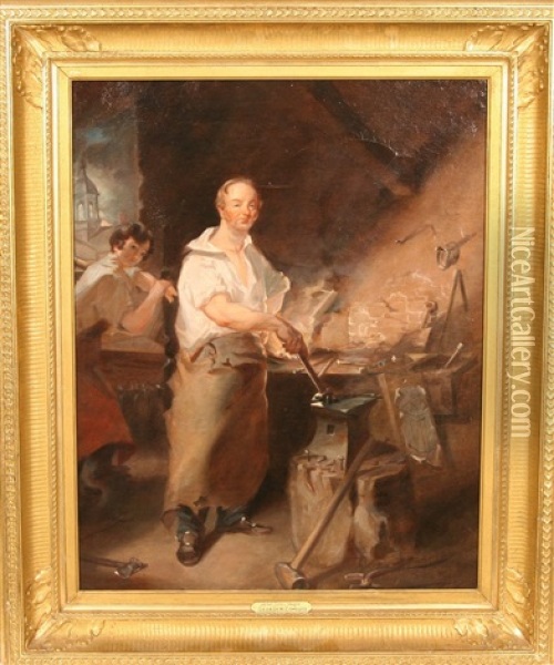 Pat Lyon At The Forge (after John Neagle) Oil Painting - George H. Comegys