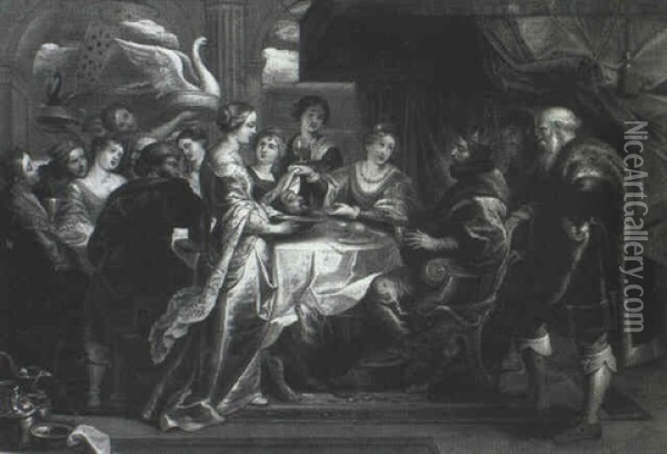 Salome With The Head Of Saint John The Baptist At The Feast Of Herod Oil Painting - Hendrik van Balen the Elder