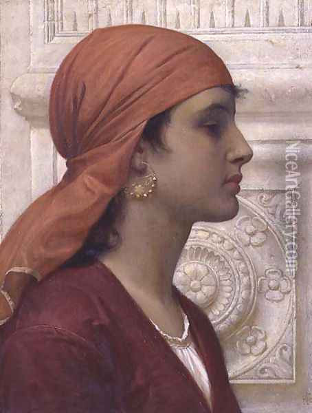 A Capri Girl Oil Painting - Charles E. Perugini