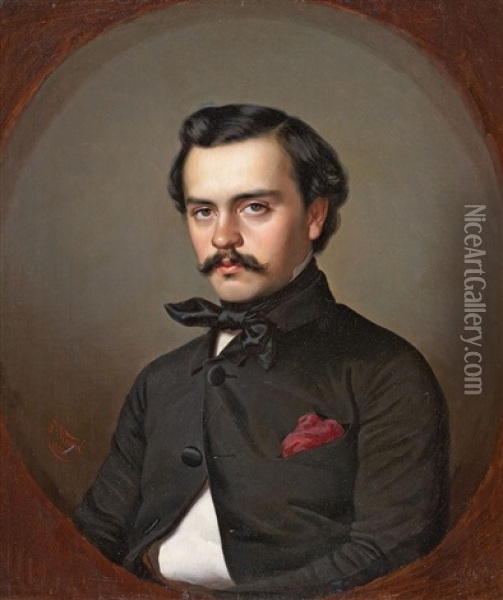 Portrait Of A Young Man (self Portrait?) Oil Painting - Friedrich Kraus