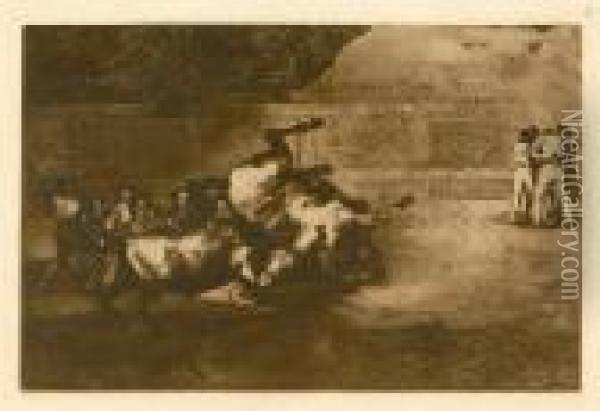 Horse Thrown By A Bull Oil Painting - Francisco De Goya y Lucientes