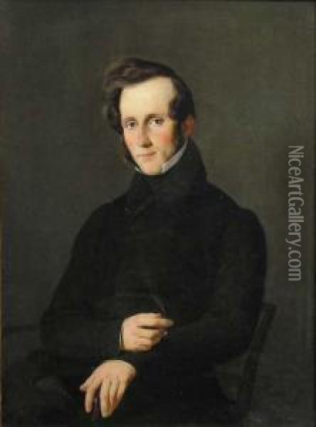 Portrait D'homme Oil Painting - Christian Andreas Schleisner