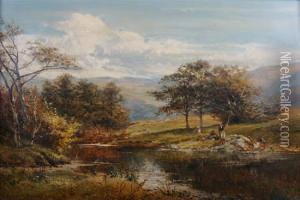 River Scene Oil Painting - William E. Harris