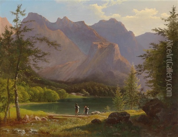 Blick Auf Den Hinteren Langbathsee Oil Painting - Joseph Feid