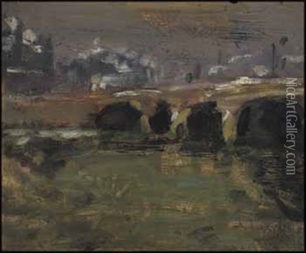 Pont Sur La Seine, Paris Oil Painting - James Wilson Morrice