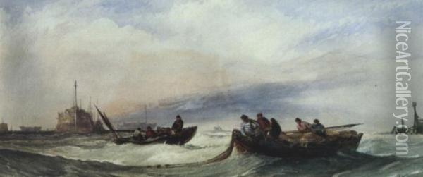 Fischerboote Und Schiffe In Kustennahe Oil Painting - Hermanus Koekkoek