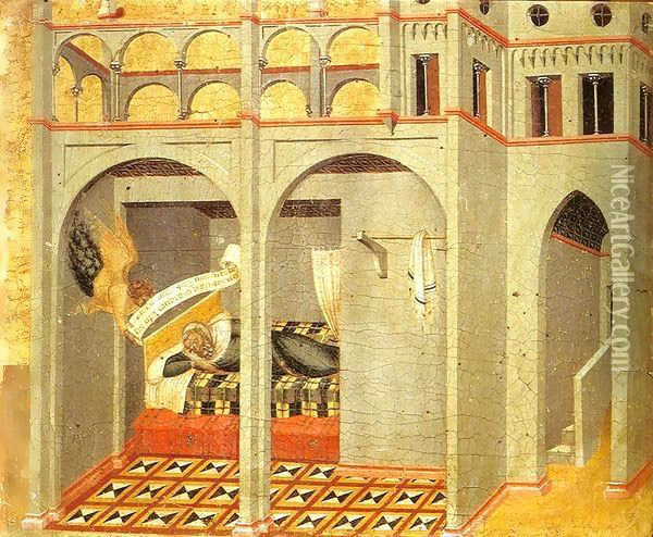 Carmine Altarpiece Dream of Sobach Oil Painting - Pietro Lorenzetti
