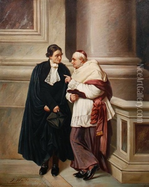A Private Conversation Oil Painting - Joseph Haier