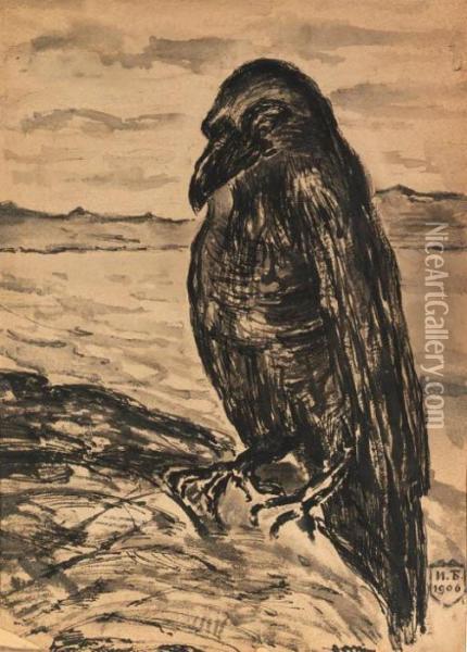 The Raven Oil Painting - Ivan Iakovlevich Bilibine