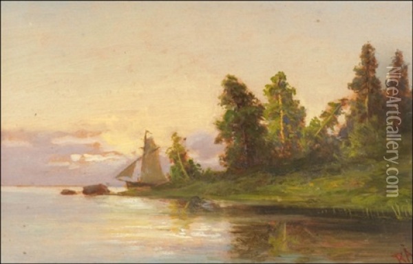 Kesailta Saaristossa Oil Painting - Rudolph Akerblom