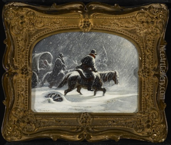 Snowy Ride Oil Painting - Charles Wimar